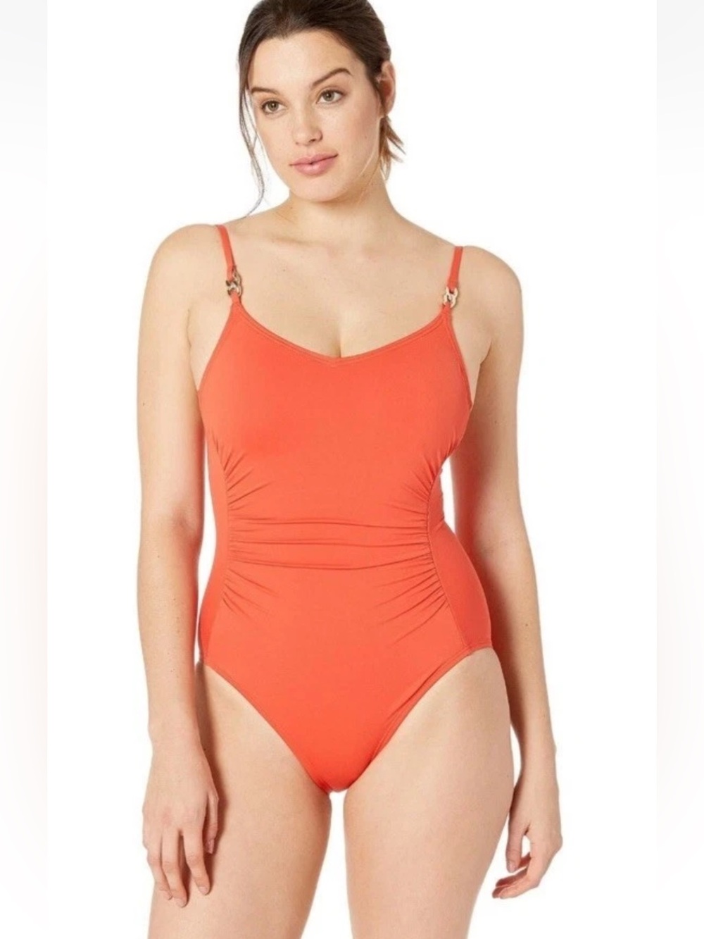 Michael Kors Radiant Chain Over the Shoulder One-Piece NWT Size 6 Tangerine
